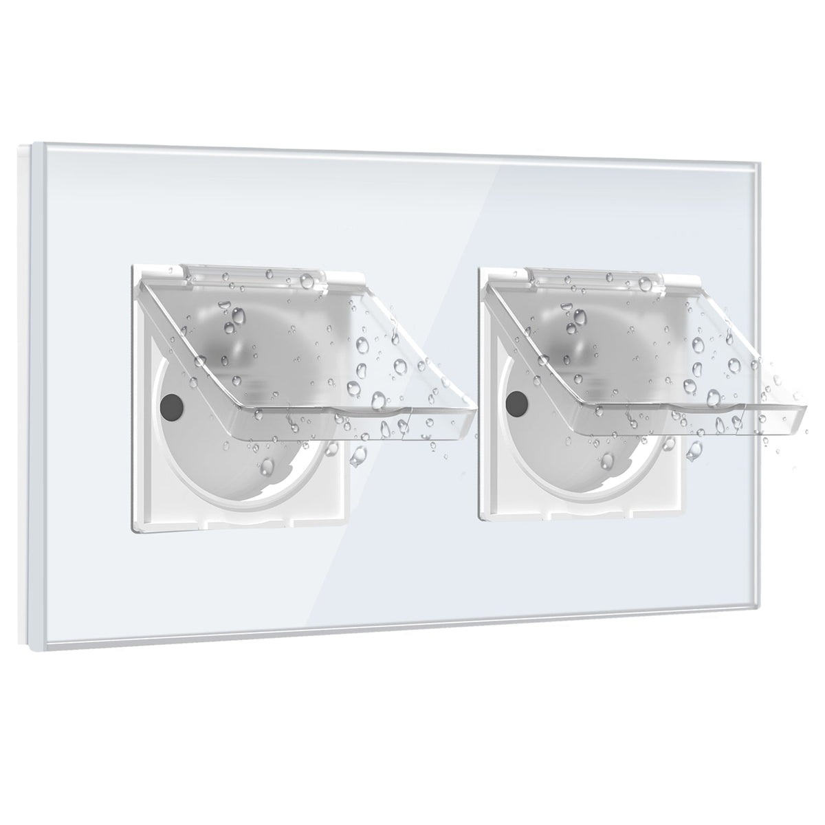 BSEED France Wall Sockets Power Outlets Kids Protection 16A with Waterproof Cover Wall Plates & Covers Bseedswitch white Double