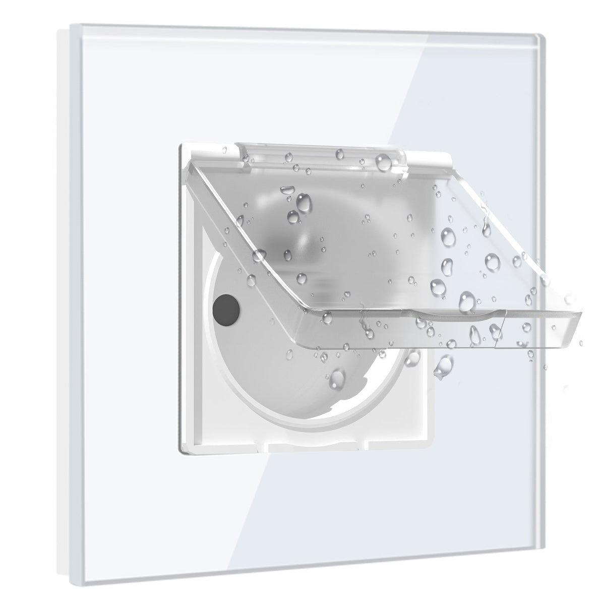 BSEED France Wall Sockets Power Outlets Kids Protection 16A with Waterproof Cover Wall Plates & Covers Bseedswitch white Single