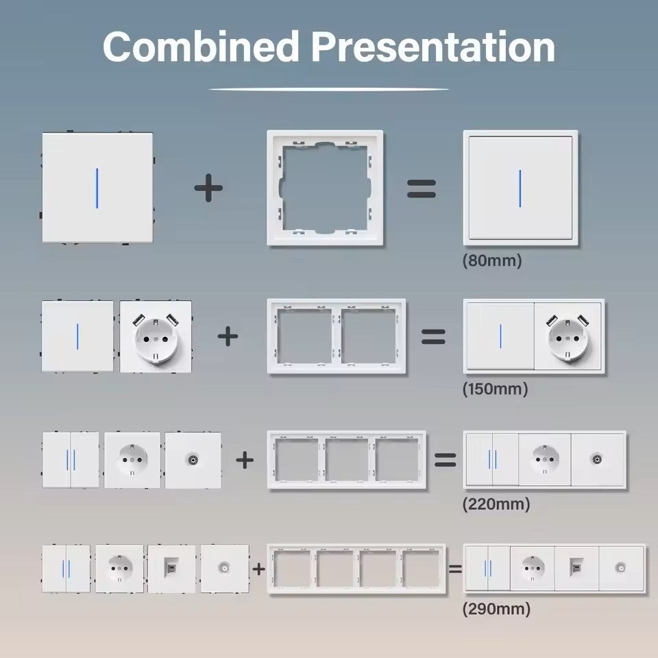 Grand Series DIY Part Customized free combinations Plastic Panels White Color Power Outlets & Sockets Bseedswitch