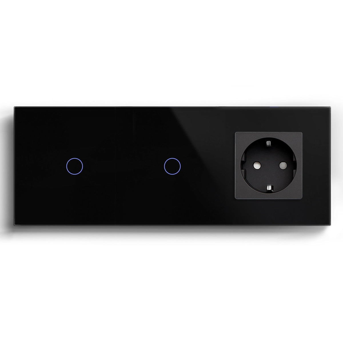 Bseed Smart WiFi Light Switches Multi Control With EU Normal Standard Wall Socket Light Switches Bseedswitch Black 1Gang + 1Gang + Socket