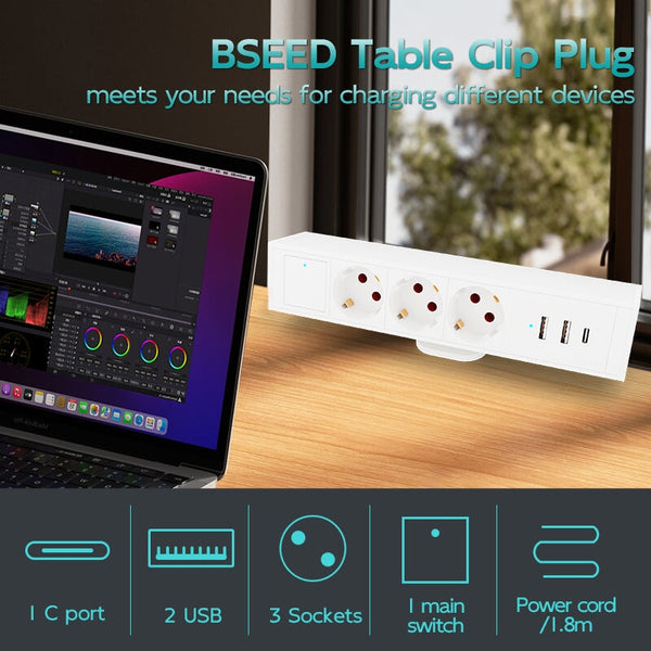 BSEED Power Strip Electrical Sockets With USB AC Desktop socket Bseedswitch 