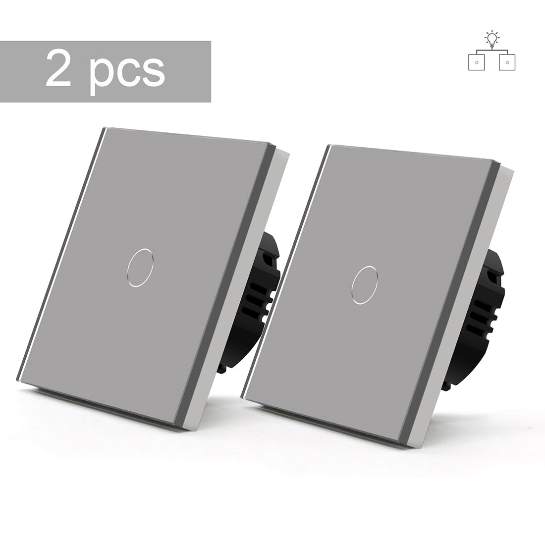 BSEED Touch Switches 2 Way Control Wall Switch Without Neutral Line 2 Pack Glass Panel Light Switches Bseedswitch grey
