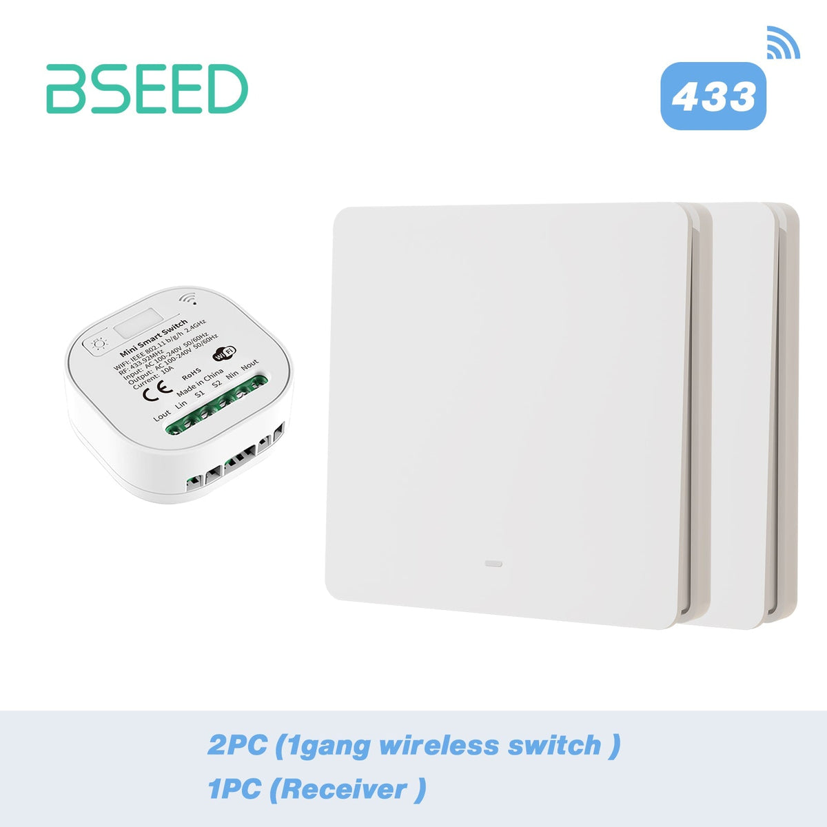 BSEED Smart WiFi RF433 Tuya Wireless Switch Module Push Button Circuit Breaker Light Switches Bseedswitch