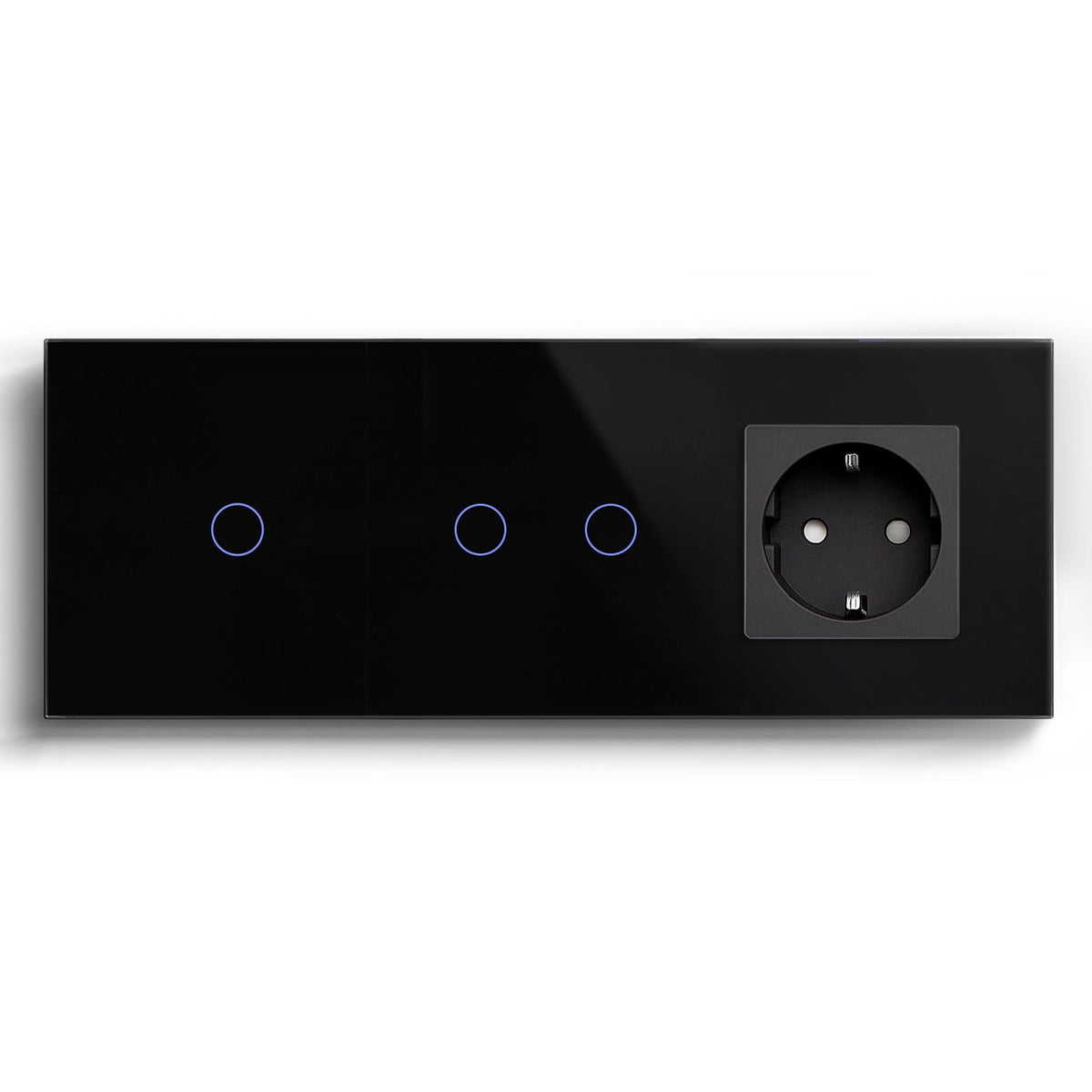 Bseed Smart WiFi Light Switches Multi Control With EU Normal Standard Wall Socket Light Switches Bseedswitch Black 1Gang + 2Gang + Socket