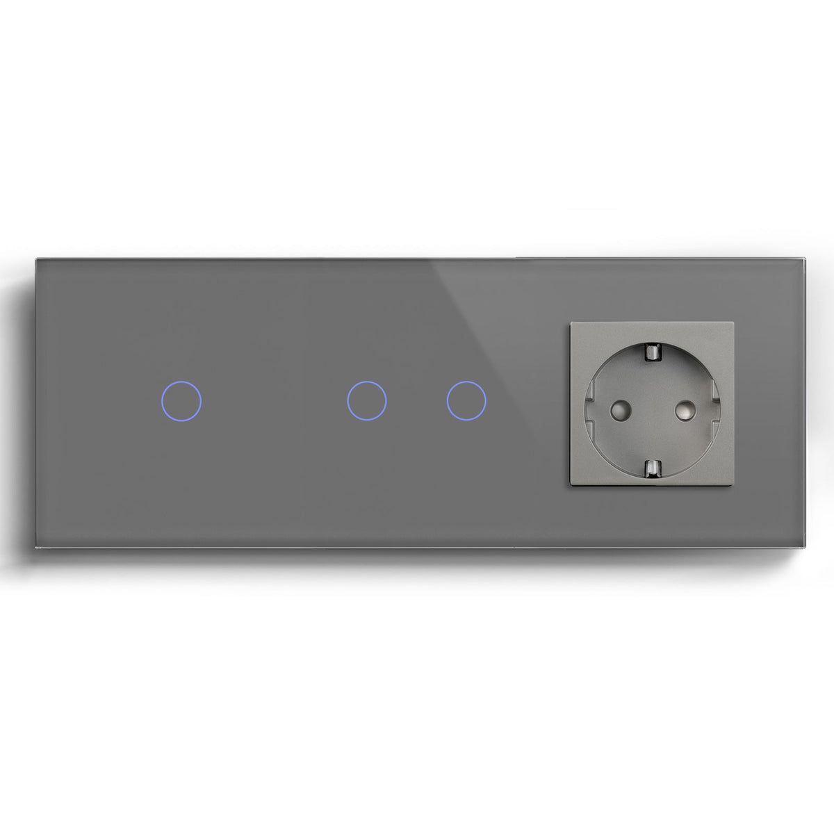 Bseed Smart WiFi Light Switches Multi Control With EU Normal Standard Wall Socket Light Switches Bseedswitch Grey 1Gang + 2Gang + Socket