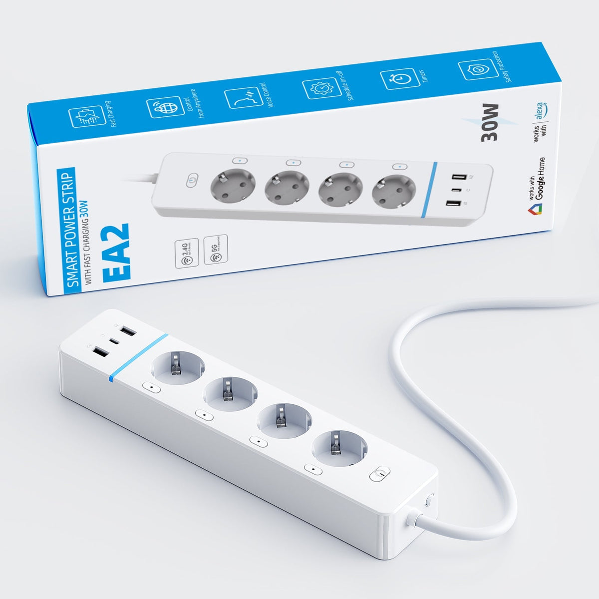 BSEED Smart Wifi Plug With Energy Monitoring 30W USB and Type-C Ports Work With Alexa and Google Bseedswitch