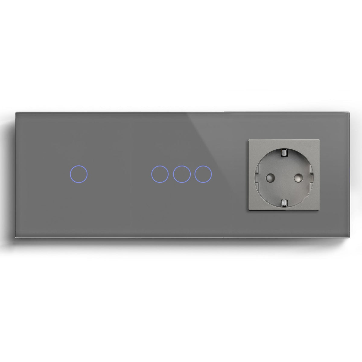 Bseed Smart WiFi Light Switches Multi Control With EU Normal Standard Wall Socket Light Switches Bseedswitch Grey 1Gang + 3Gang + Socket
