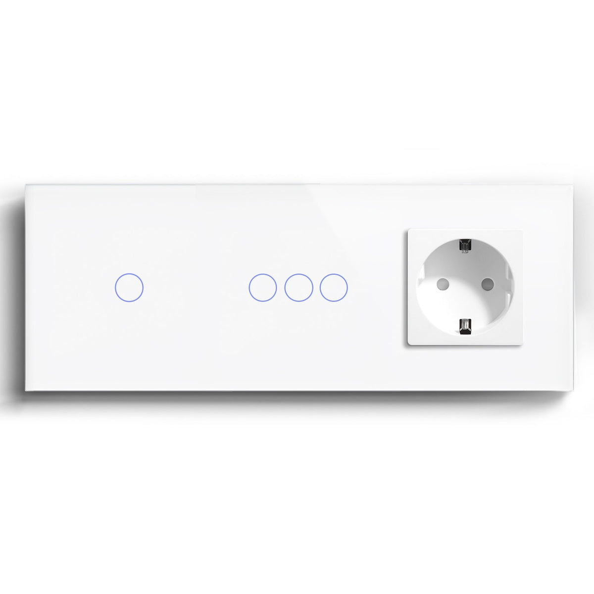 Bseed Smart WiFi Light Switches Multi Control With EU Normal Standard Wall Socket Light Switches Bseedswitch White 1Gang + 3Gang + Socket