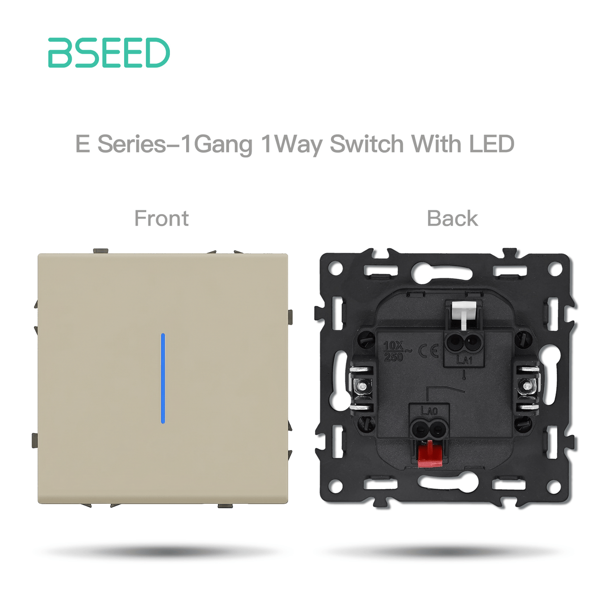 Grand Series DIY Part Customized free combinations Plastic Panels Cashmere color Power Outlets & Sockets Bseedswitch 1 Gang 1Way Switch With Neon