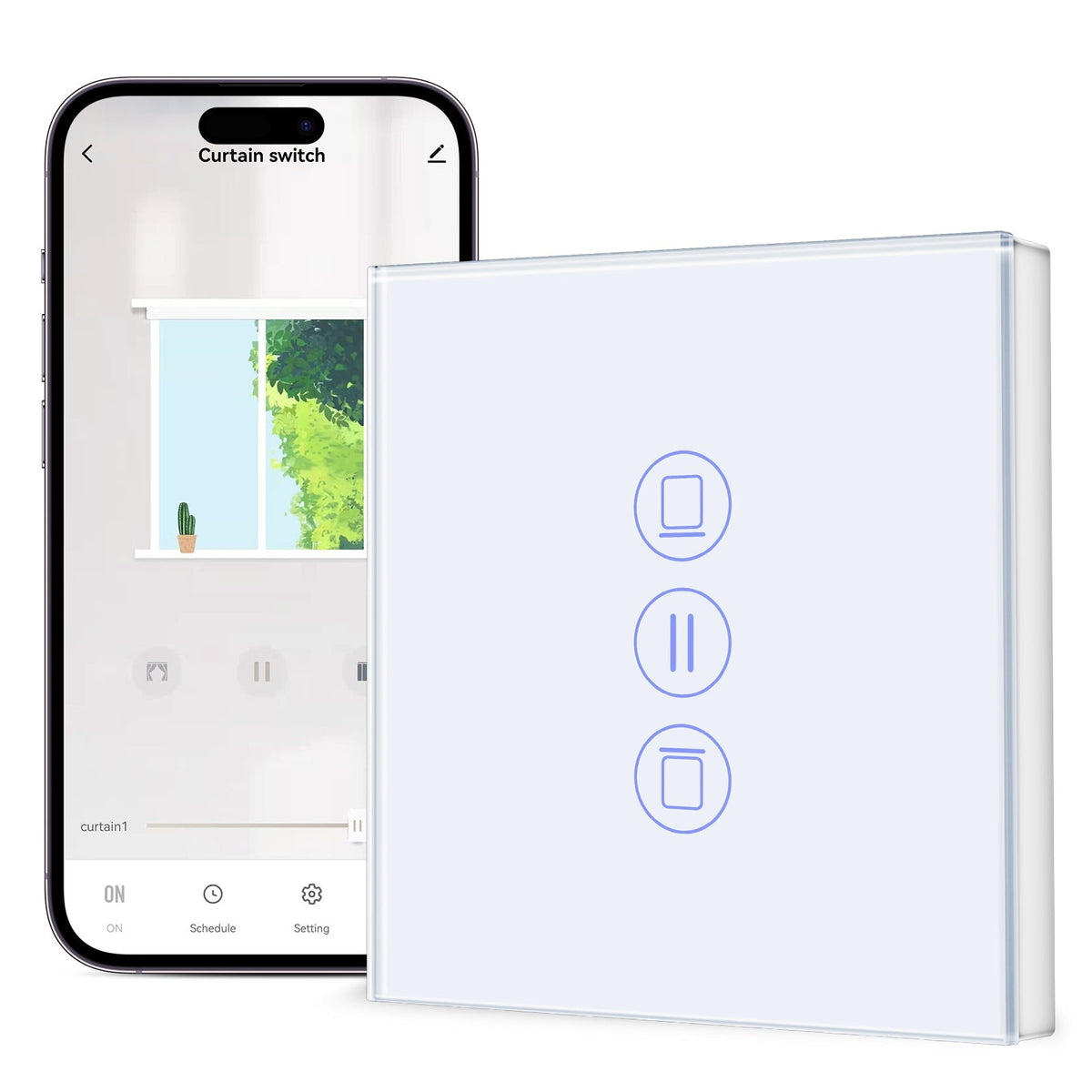 Bseed Smart Wifi Roller Shutter Switch Glass Panel Tuya App Vertical version