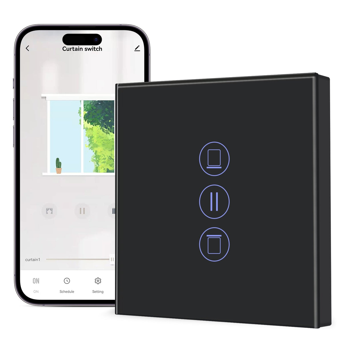 Bseed Smart Wifi Roller Shutter Switch Glass Panel Tuya App Vertical version Light Switches Bseedswitch Black