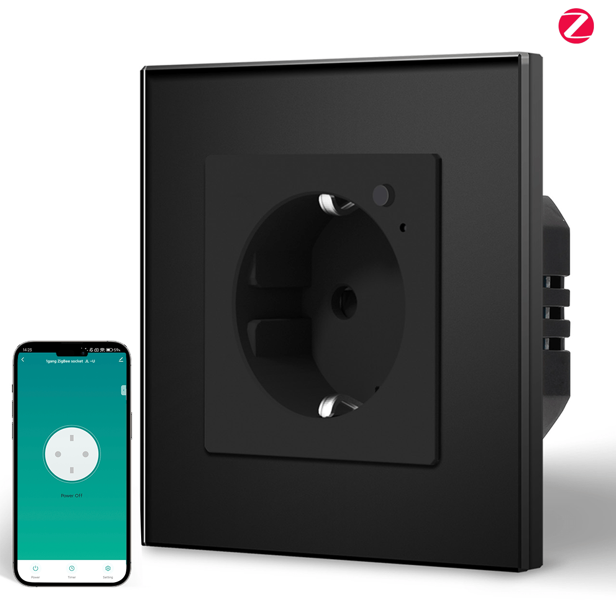 BSEED Zigbee Eu Standards Socket Work with Alexa Google Assitant Samrt Zigbee Socket socket Bseedswitch Black Single