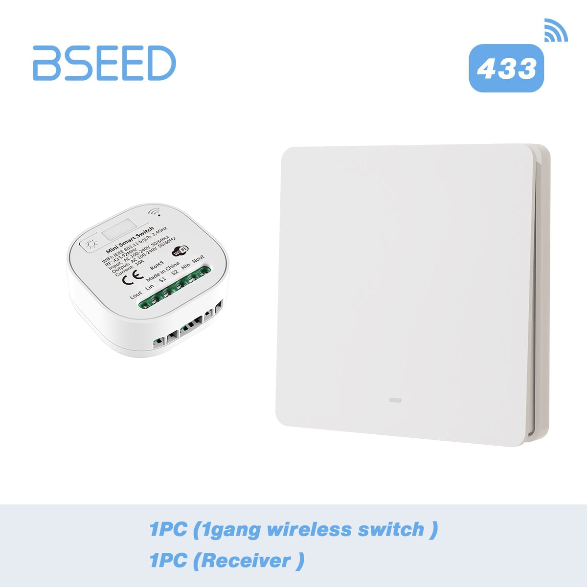 BSEED Smart WiFi RF433 Tuya Wireless Switch Module Push Button Circuit Breaker Light Switches Bseedswitch
