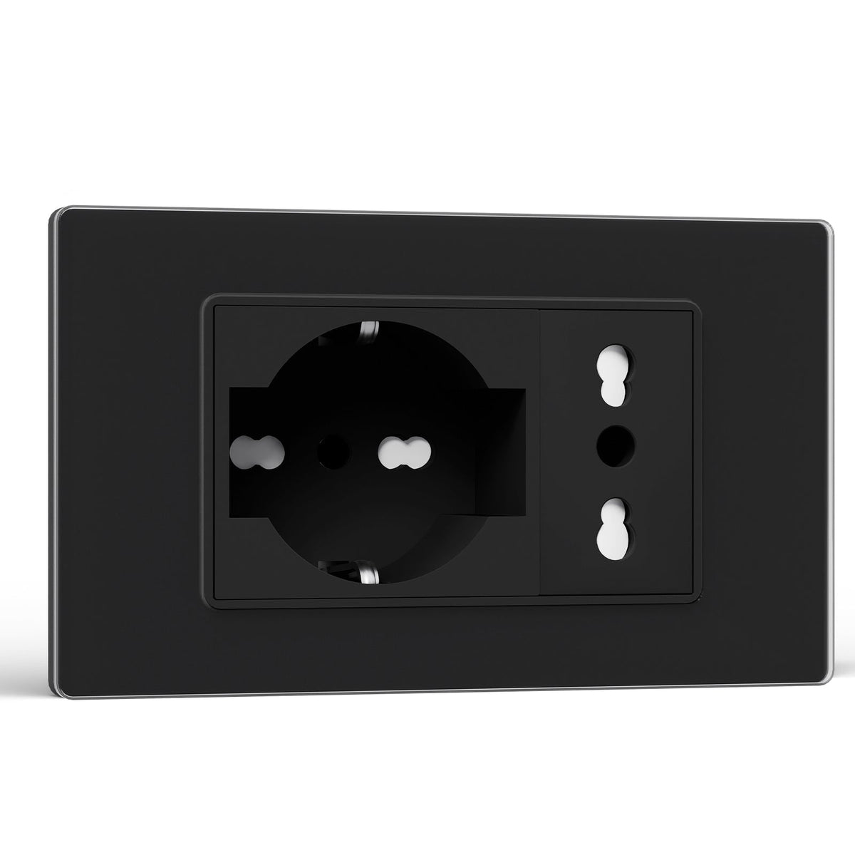 BSEED Kit da incasso 10A/16A Spina italiana/tedesca Presa doppia Pannello in vetro cristallo socket Bseedswitch Black