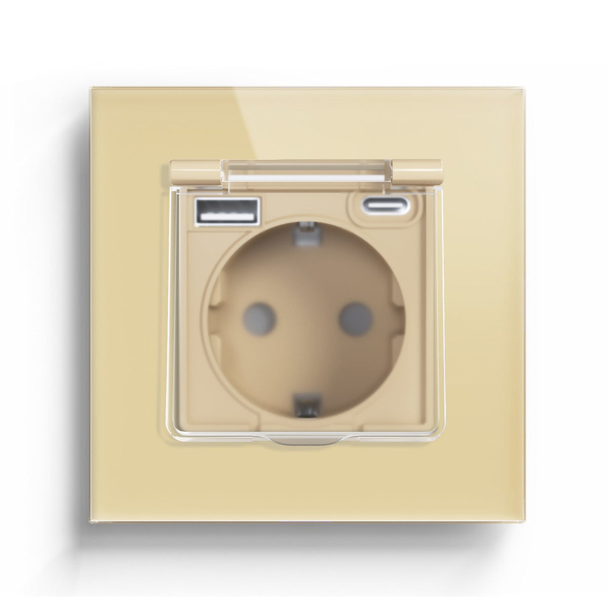 Eu socket with USB&Cover Glass Panel Power Outlets & Sockets Bseedswitch Gold Single
