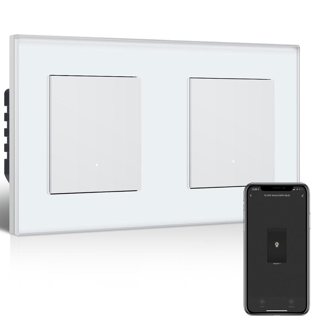 BSEED Smart Wifi Light Switch Double Light Switch (With Neutral) Light Switches Bseedswitch White 1 Gang