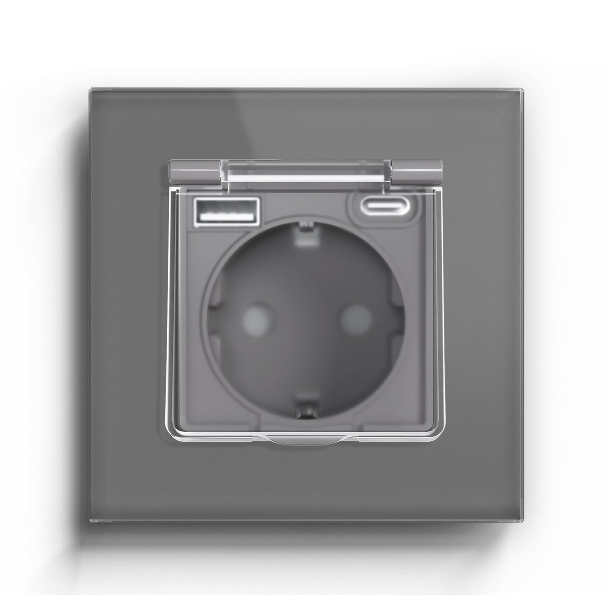 Eu socket with USB&Cover Glass Panel Power Outlets & Sockets Bseedswitch Grey Single