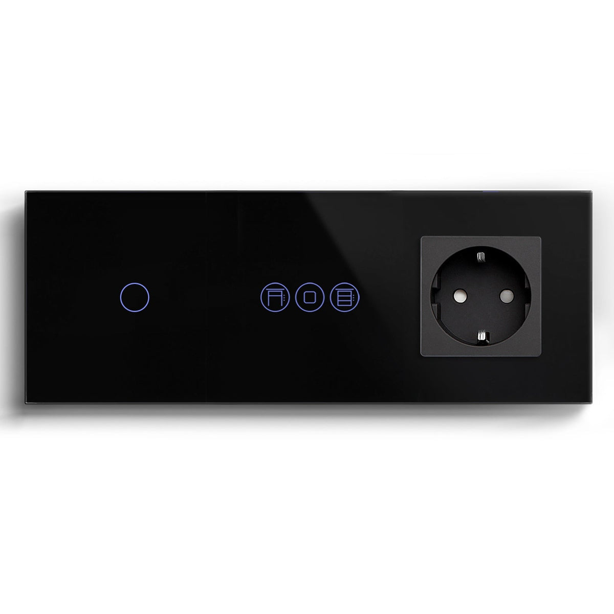 WiFi light switch with roller switch with normal eu socket Light Switches Bseedswitch Black 1Gang+shutter switch+eo socket