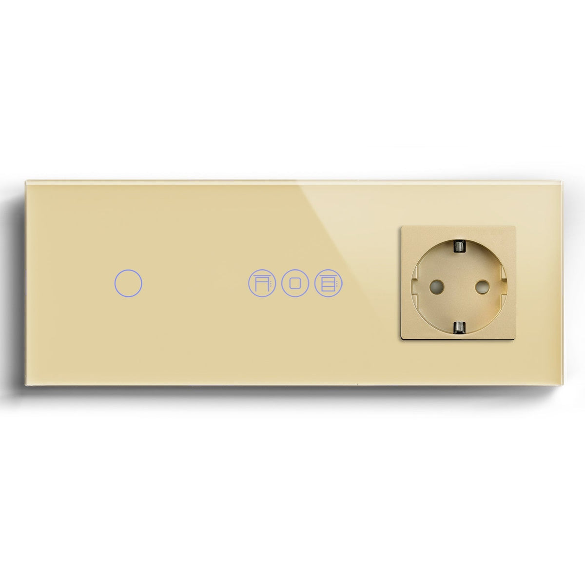 WiFi light switch with roller switch with normal eu socket Light Switches Bseedswitch Gold 1Gang+shutter switch+eo socket