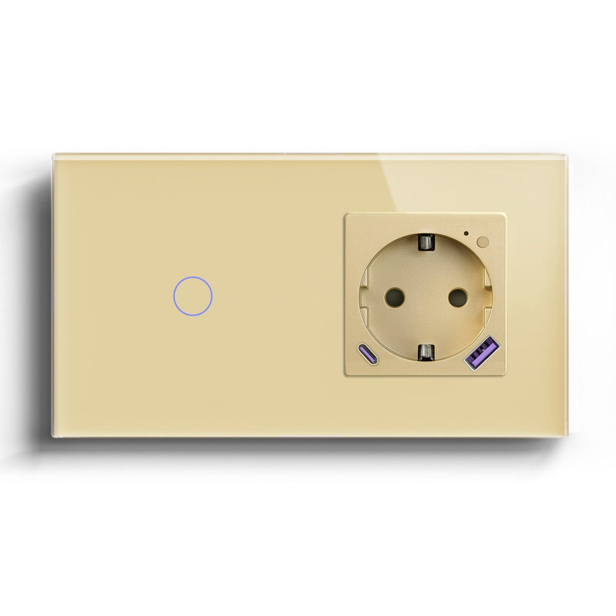 Wifi Switch With Wifi Eu Socket With 20W USB-C Power Outlets & Sockets Bseedswitch Gold 1Gang