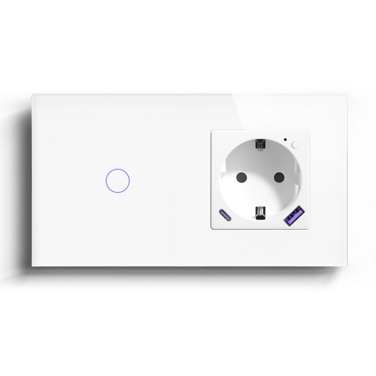 Wifi Switch With Wifi Eu Socket With 20W USB-C Power Outlets & Sockets Bseedswitch White 1Gang
