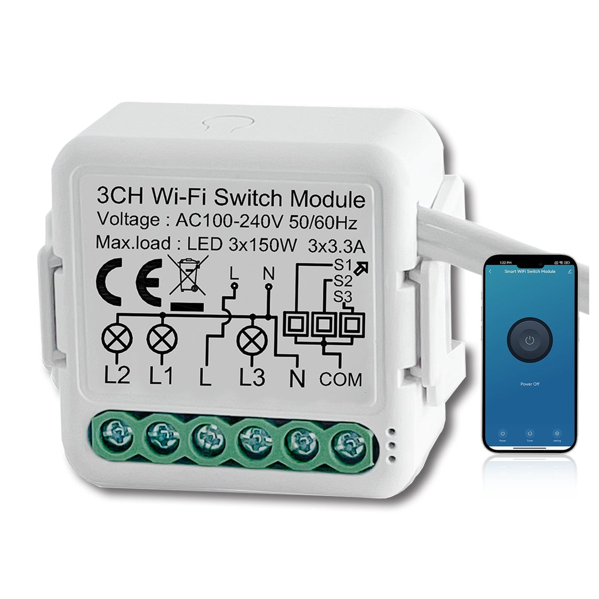 BSEED Smart wifi switch module wall 3Ch WiFi light switch module 3 Gang Light Switch Module Light Switches Bseedswitch 1 PCS/Pack