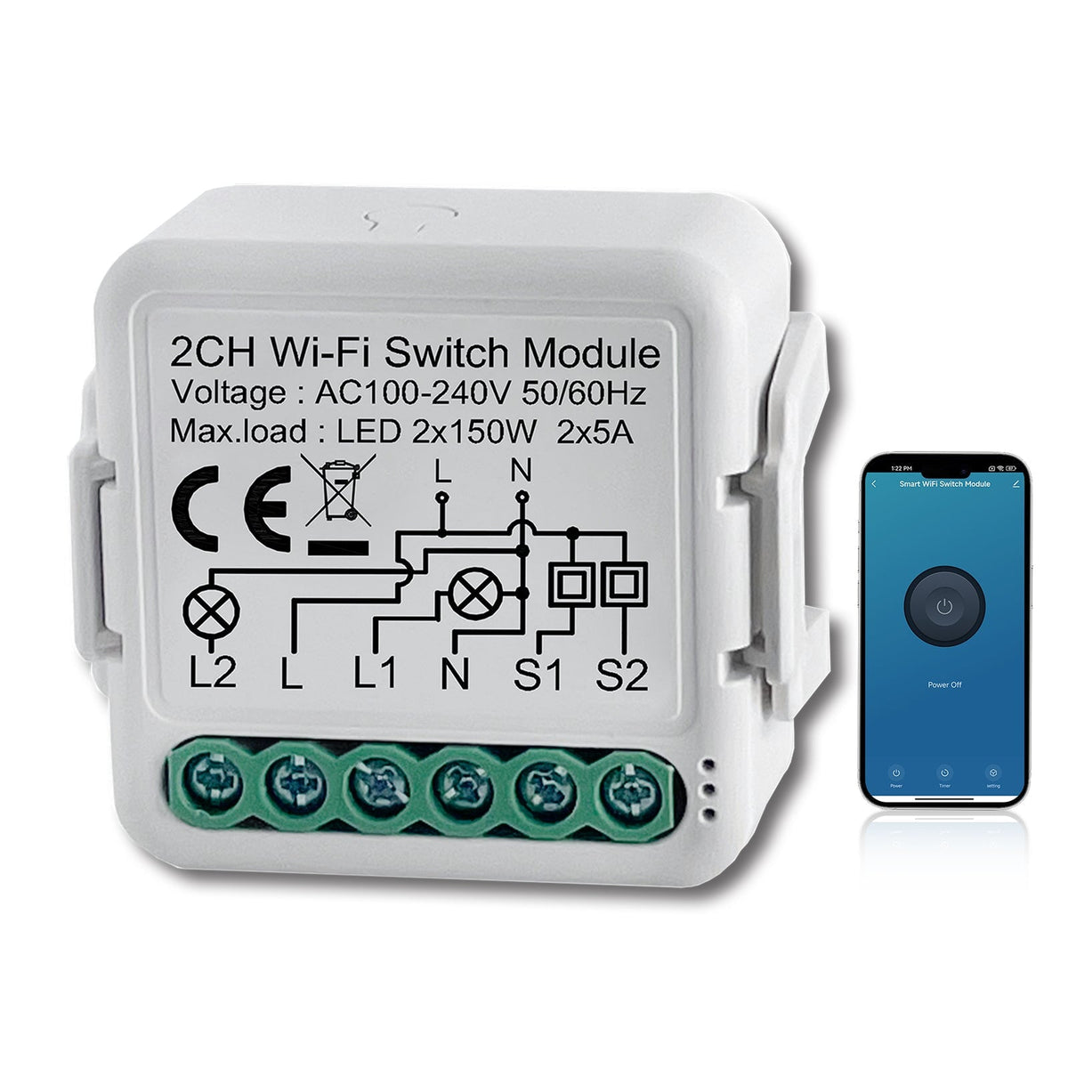 BSEED Smart wifi switch module wall 2Ch WiFi light switch module Light Switches Bseedswitch 1 PCS/Pack