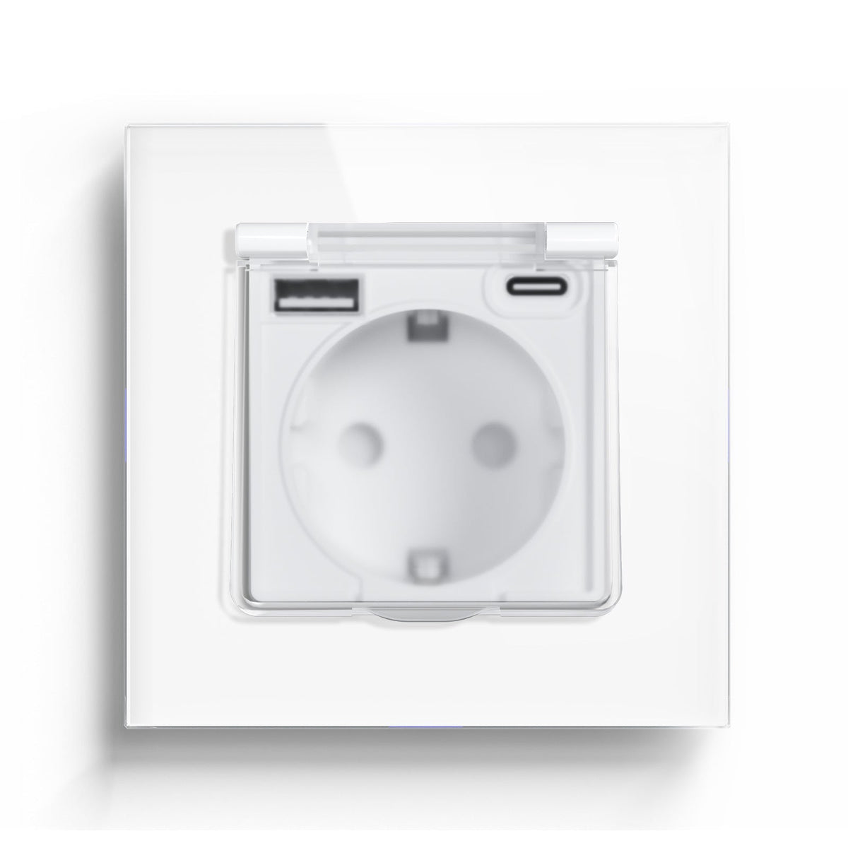 Eu socket with USB&Cover Glass Panel Power Outlets & Sockets Bseedswitch White Single