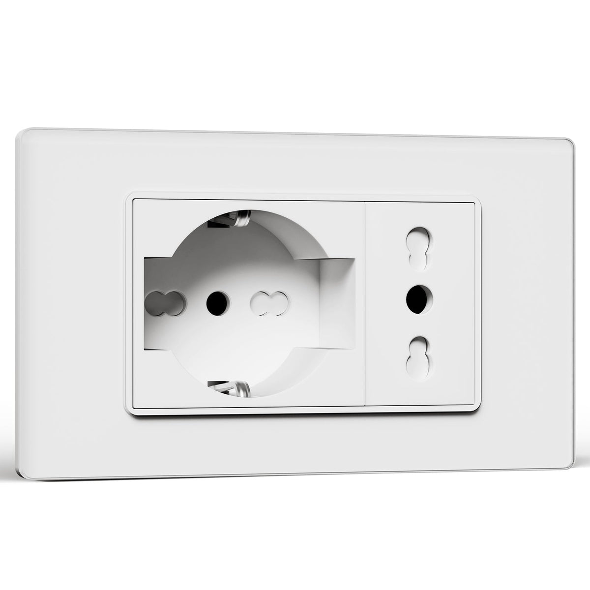 BSEED Kit da incasso 10A/16A Spina italiana/tedesca Presa doppia Pannello in vetro cristallo socket Bseedswitch White