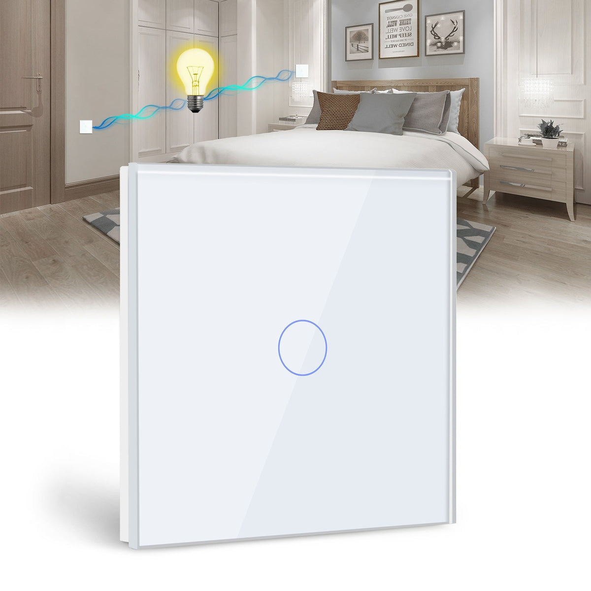 BSEED Touch Switches 1/2/3/4 Gang 1/2 Way No Neutral Light Switches Bseedswitch white 1 Gang 2 way