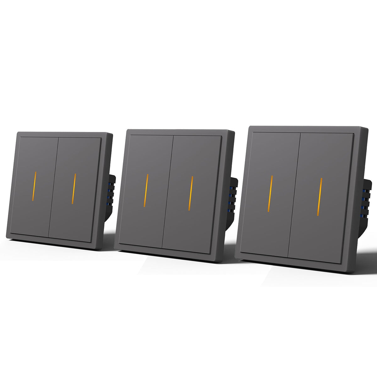 BSEED Scale Series Smart Wifi Light Switch 2 Gang (With Neutral) Light Switches Bseedswitch Grey 3 PCS/Pack