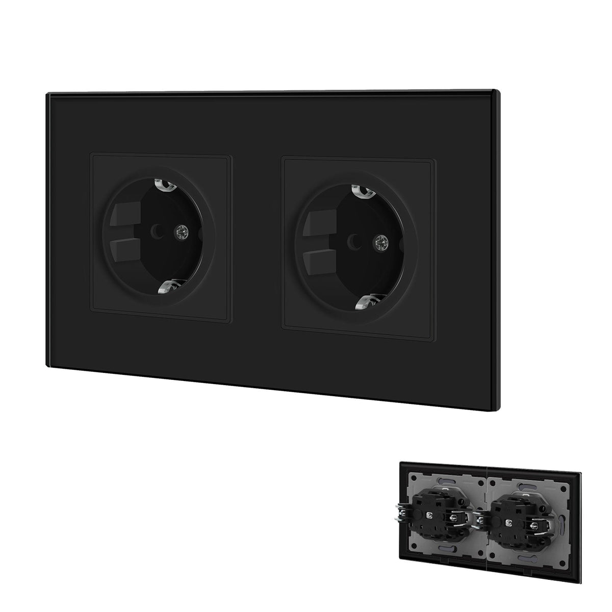 BSEED EU Wall Sockets with clamping technology New Series Power Outlets & Sockets Bseedswitch Black Double