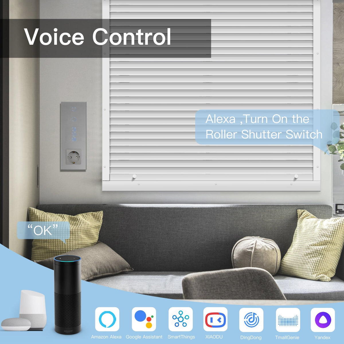 WiFi light switch met rollerschakelaar met normaal EU-stopcontact Light Switches Bseedswitch