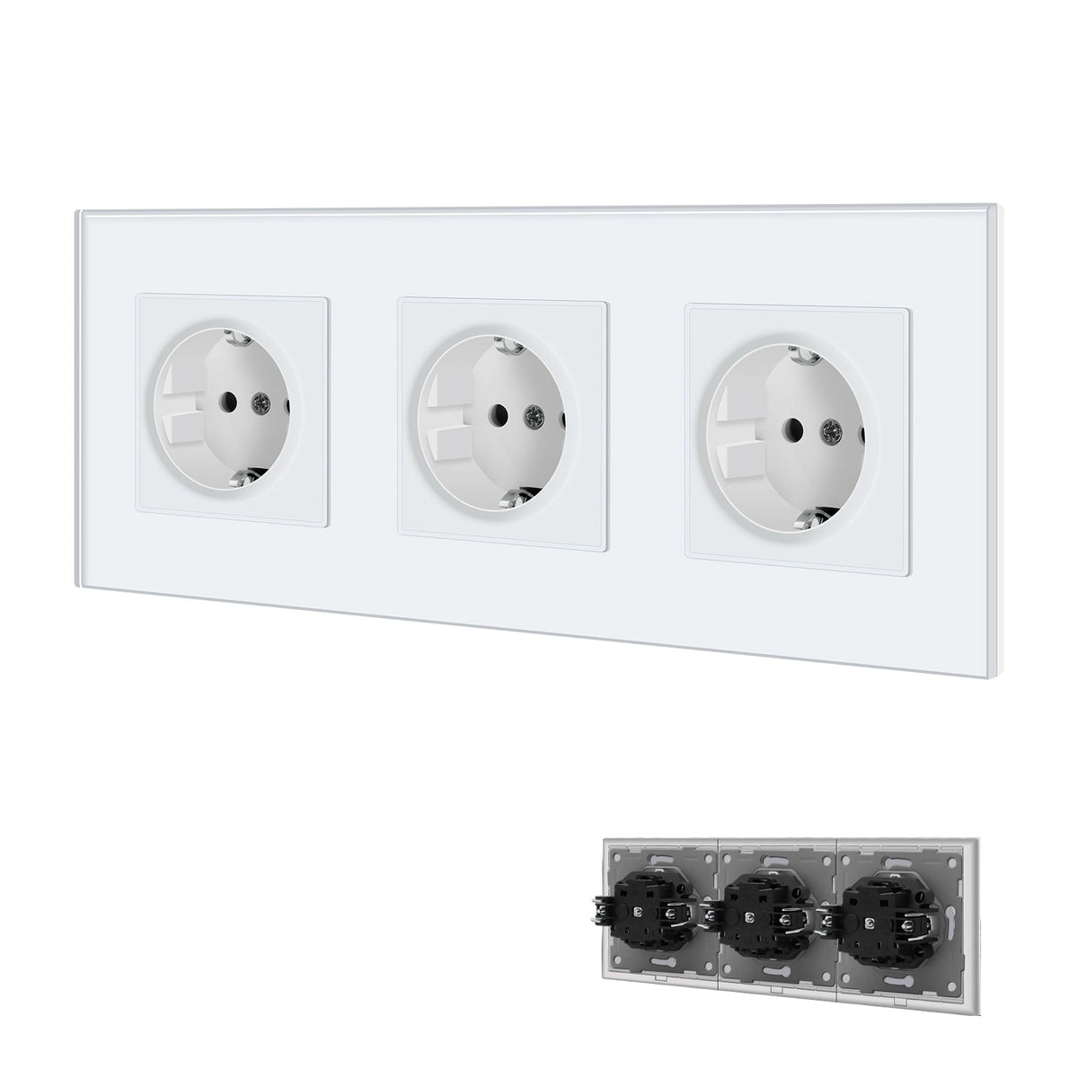 BSEED EU Wall Sockets with clamping technology New Series Power Outlets & Sockets Bseedswitch White Triple