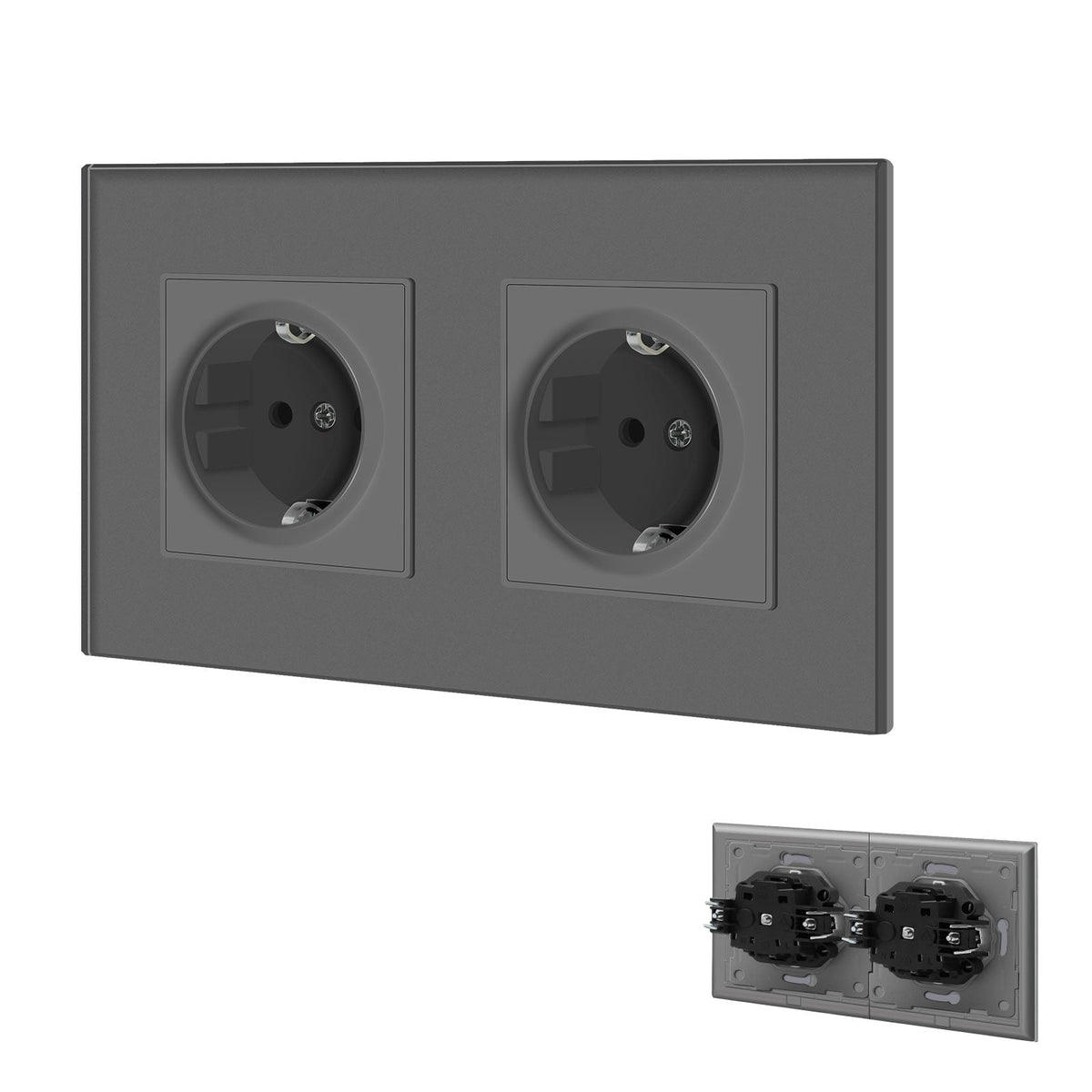 BSEED EU Wall Sockets with clamping technology New Series Power Outlets & Sockets Bseedswitch Grey Double