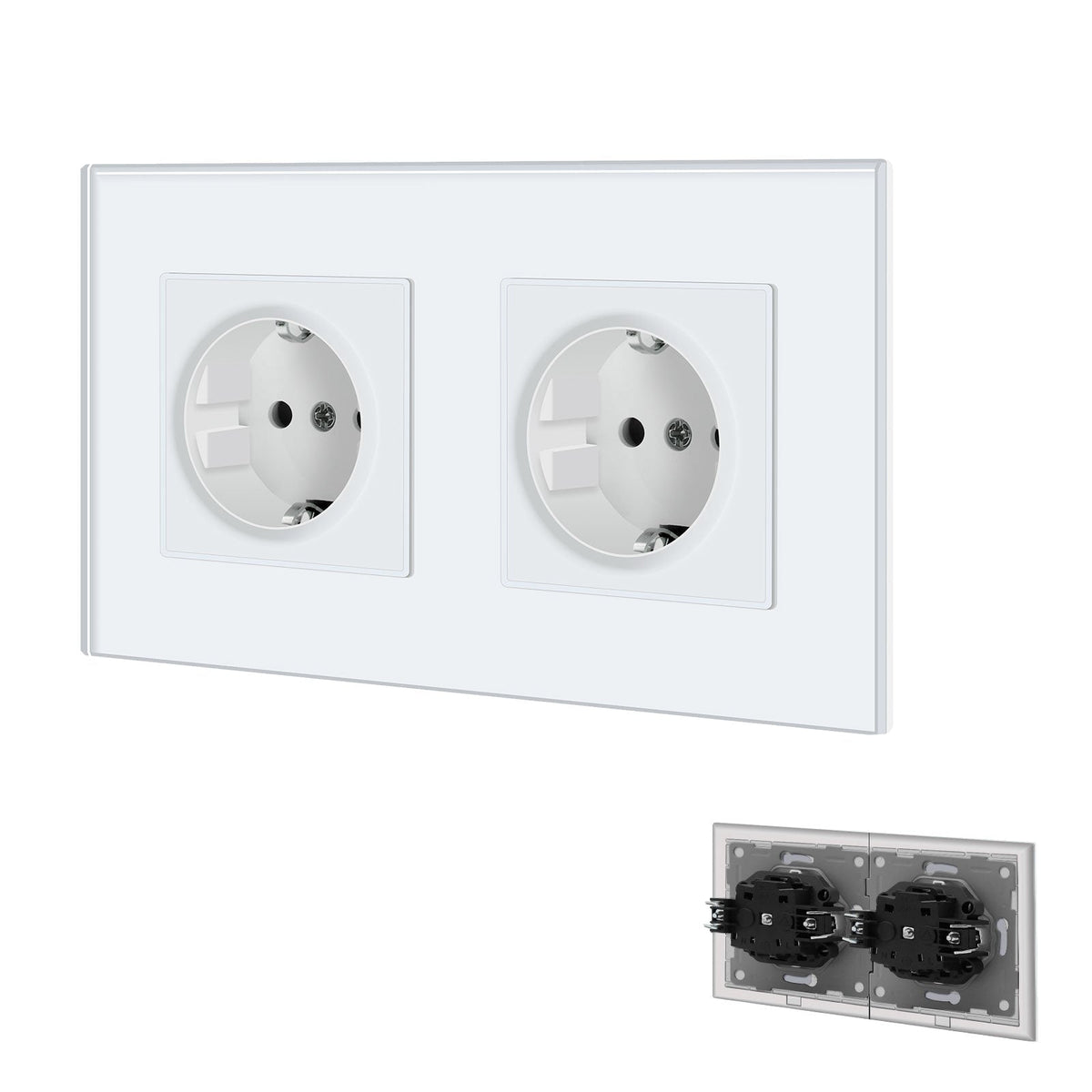BSEED EU Wall Sockets with clamping technology New Series Power Outlets & Sockets Bseedswitch White Double
