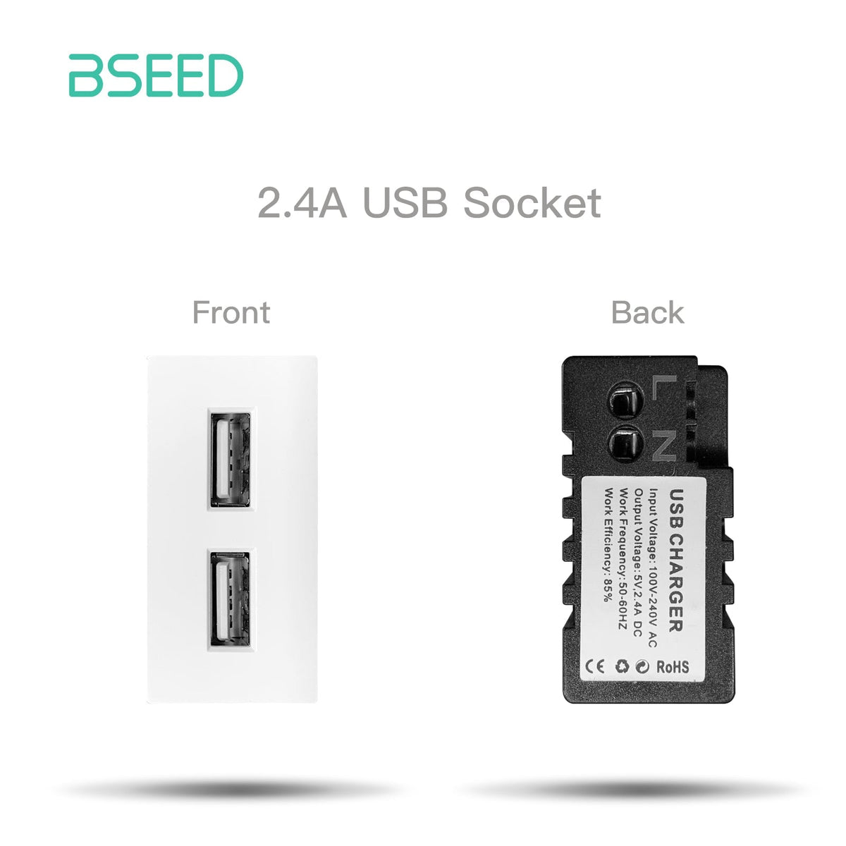 USB Wall Plug Socket Outlets Socket Frame DIY Parts Free Combination Bseedswitch White Double USB