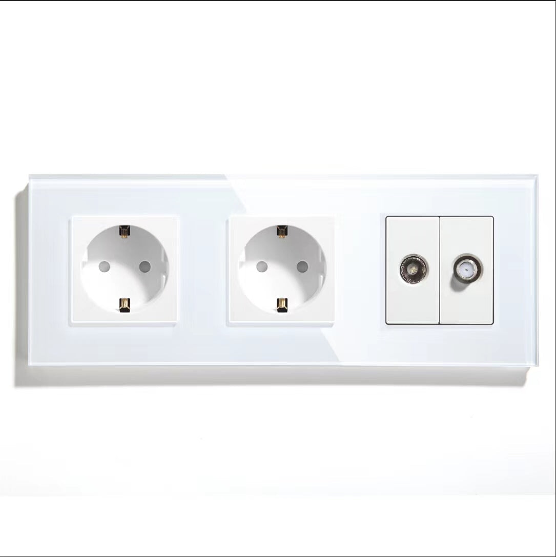 BSEED Product Customization Bseedswitch doubl eu socket with tv socket and satellite socket