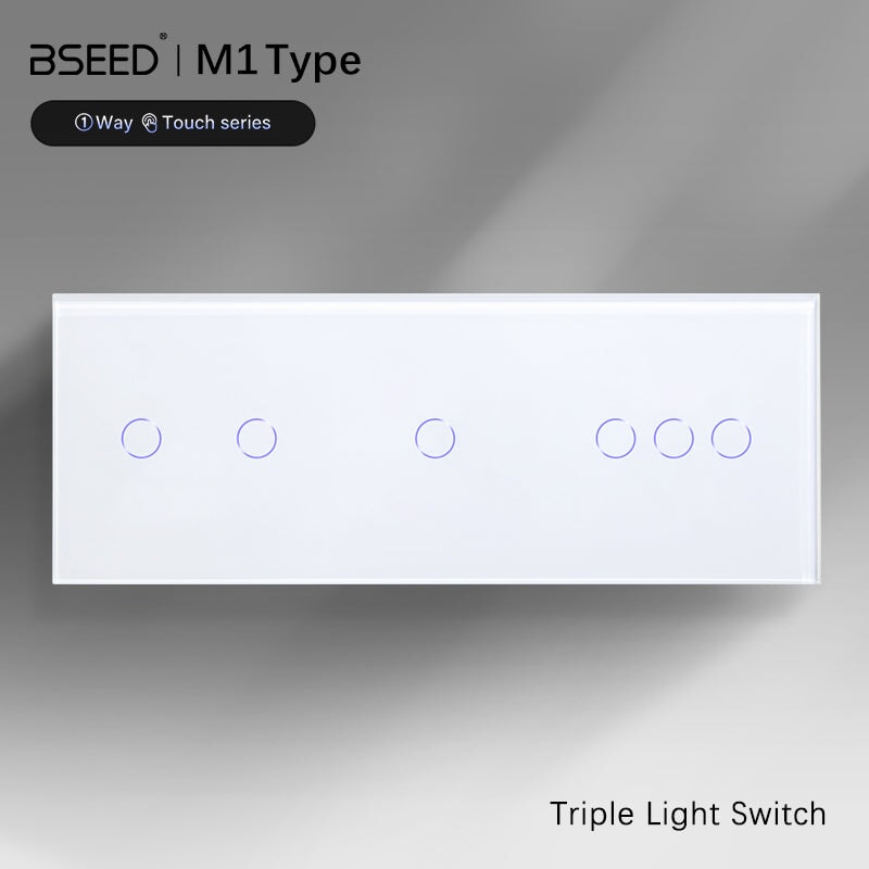 Bseed Triple Touch Switch 1 Way 228mm 300W Wall Plates & Covers Bseedswitch White 2Gang+1Gang +3Gang