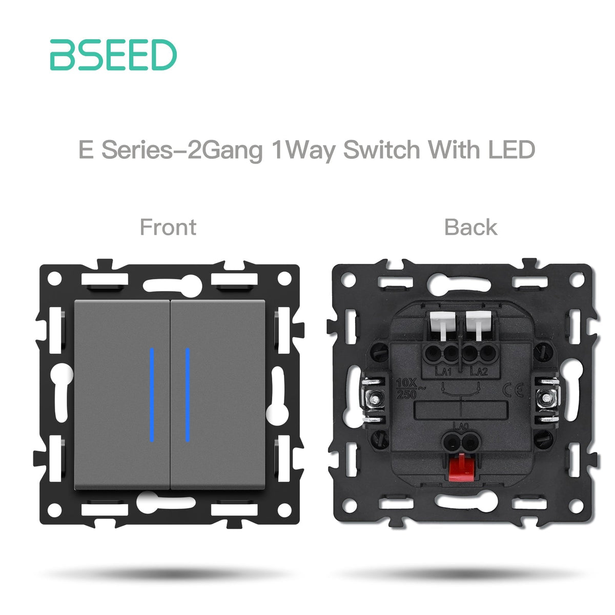 BSEED DIY Part Customized Free Combinations Mechanical Light Switch Wall Socket Insert Grey Color Crystal Glass Panel Light Switches Bseedswitch 2 Gang 1 Way Switch With Neon