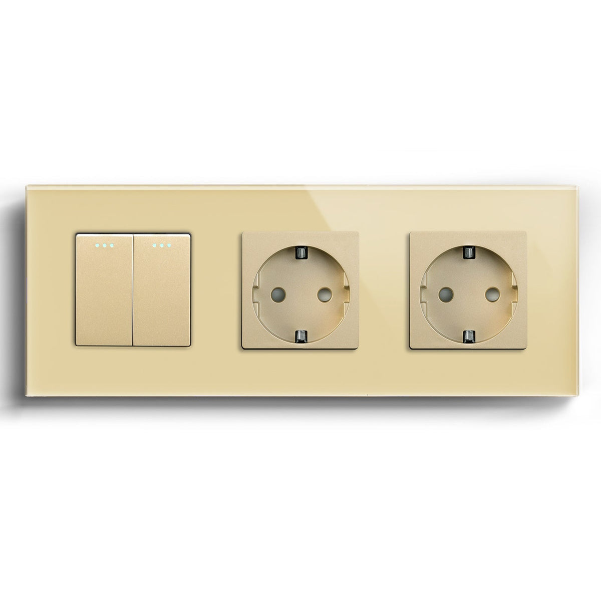 BSEED 1/2/3 Gang 1/2 Way Light Switch With Normal Eu Socket Power Outlets & Sockets Bseedswitch Gold 2Gang 1way