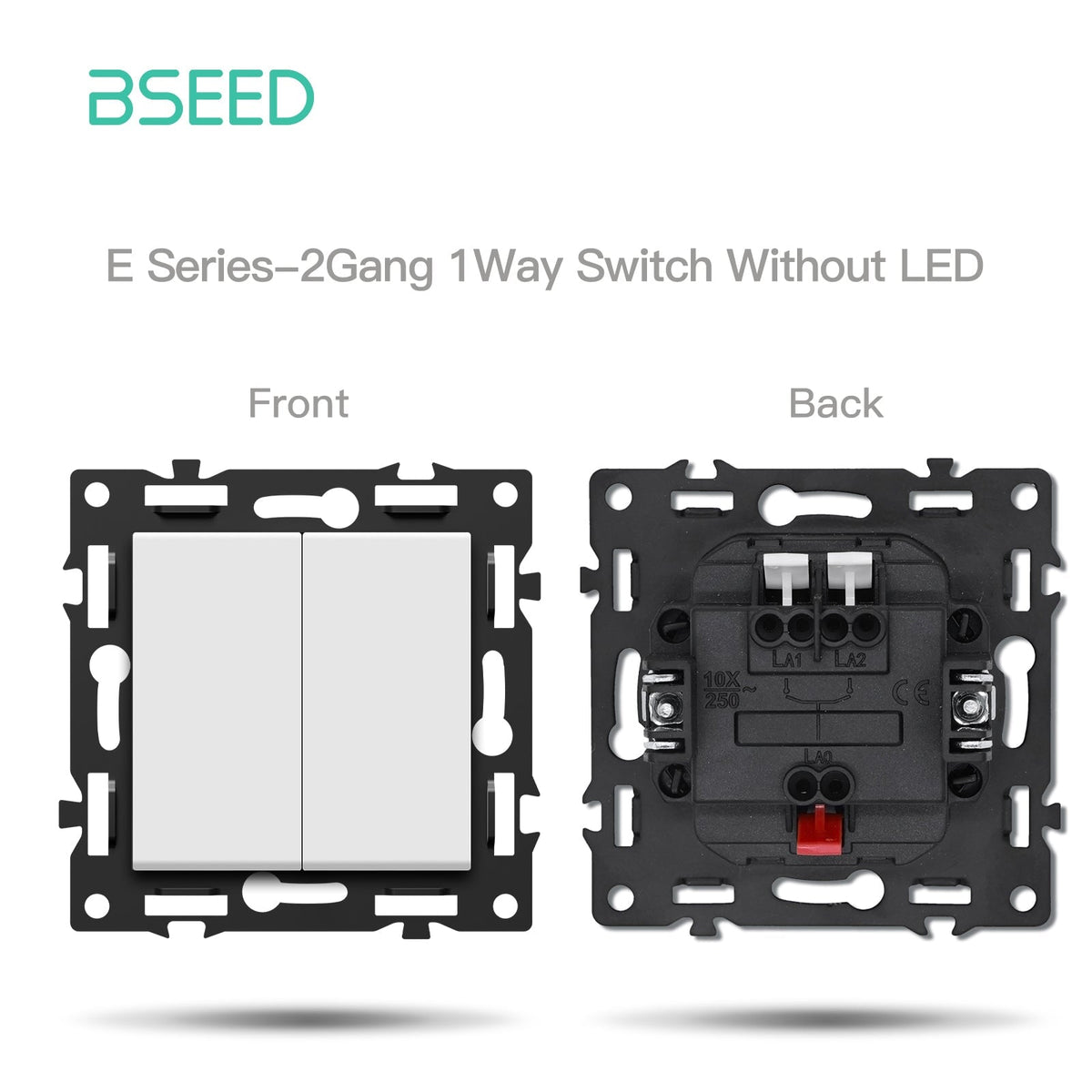 BSEED DIY Part Customized Free Combinations Mechanical Switch Socket Insert White Color Crystal Glass Panel Light Switches Bseedswitch 2 Gang 1 Way Switch Without Neon