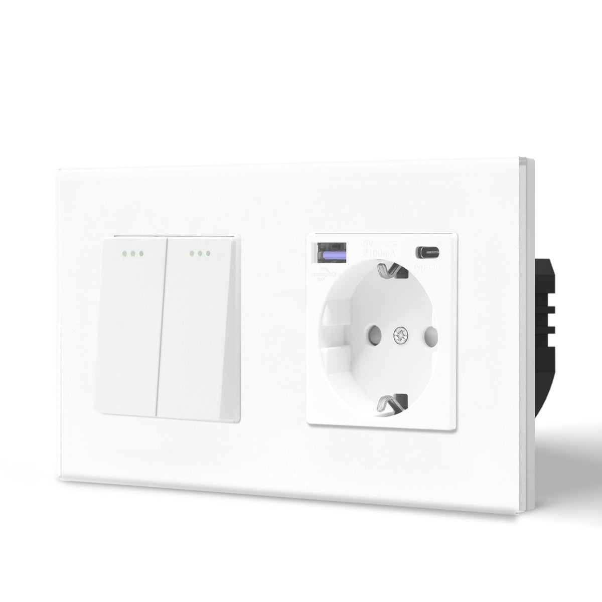 BSEED Mechanical 1/2/3 Gang 1/2Way Touch Light Switch With Normal Eu Socket with FAST charge typcs-c Power Outlets & Sockets Bseedswitch White 2Gang 1Way