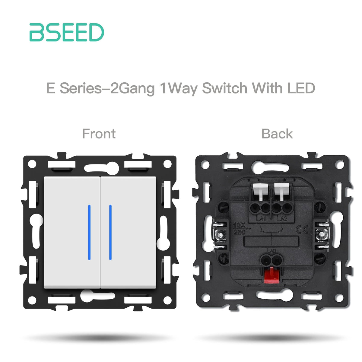 BSEED DIY Part Customized Free Combinations Mechanical Switch Socket Insert White Color Crystal Glass Panel Light Switches Bseedswitch 2 Gang 1 Way Switch With Neon