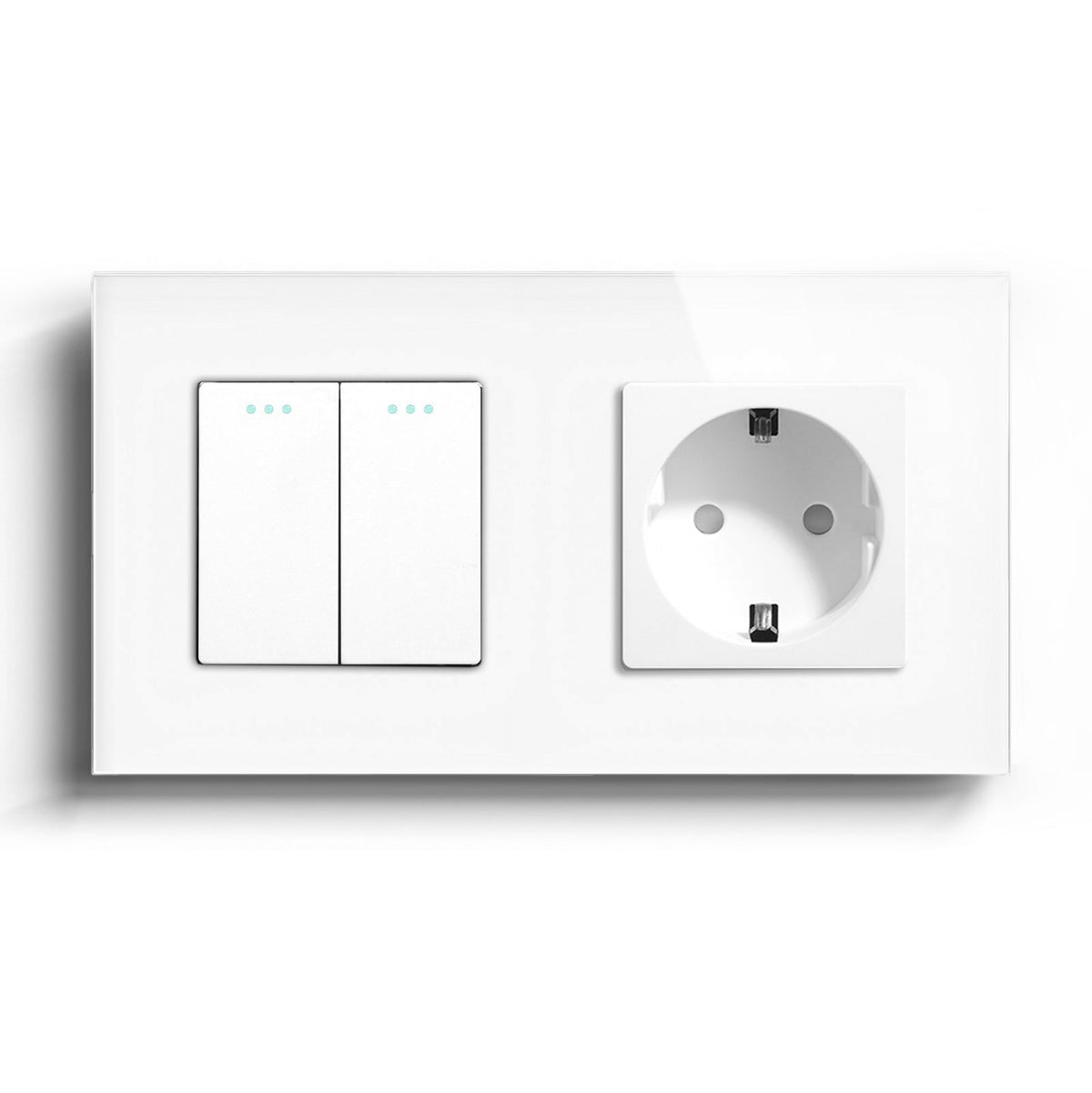 BSEED Mechanical 16A 1/2 Way Touch Light Switch With Normal Eu Socket Power Outlets & Sockets Bseedswitch White 2Gang 1Way