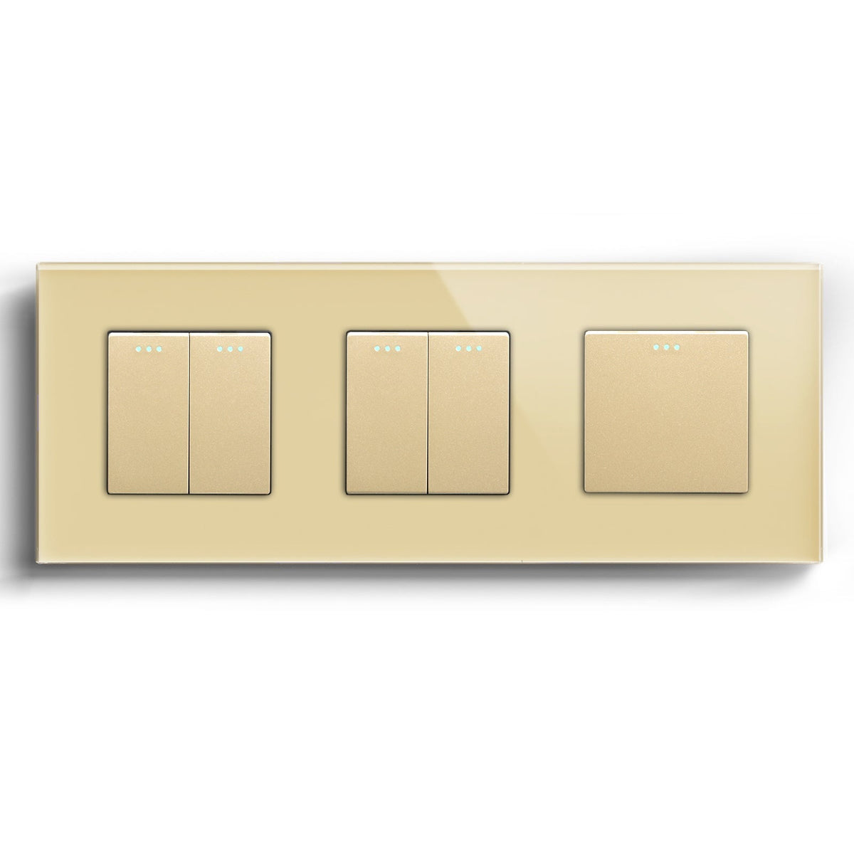 Bseed Mechanical Button Light Switch 1way Switch 228mm Light Switches Bseedswitch Gold 2Gang+2Gang+1Gang