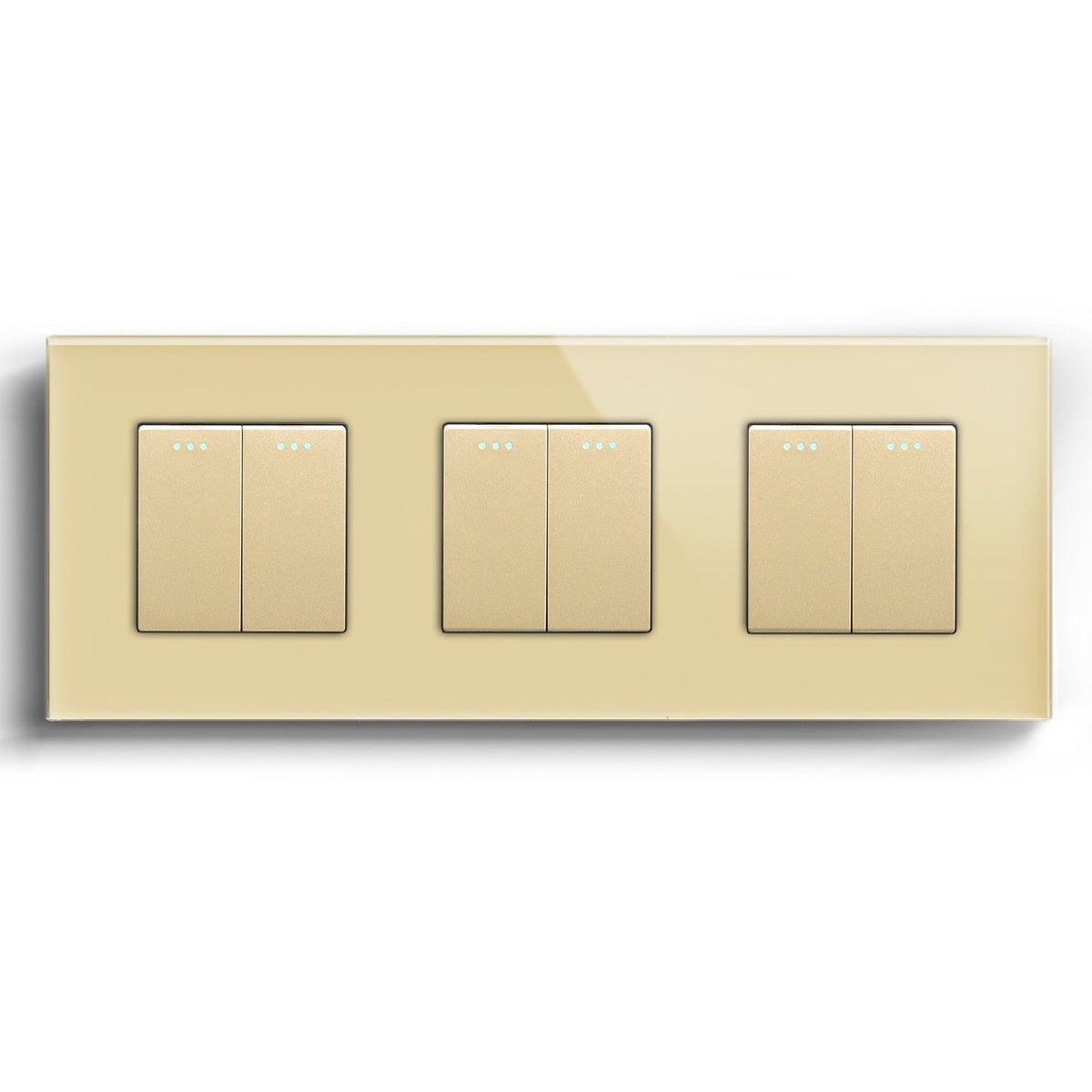 Bseed Mechanical Button Light Switch 1way Switch 228mm Light Switches Bseedswitch Gold 2Gang+2Gang+2Gang