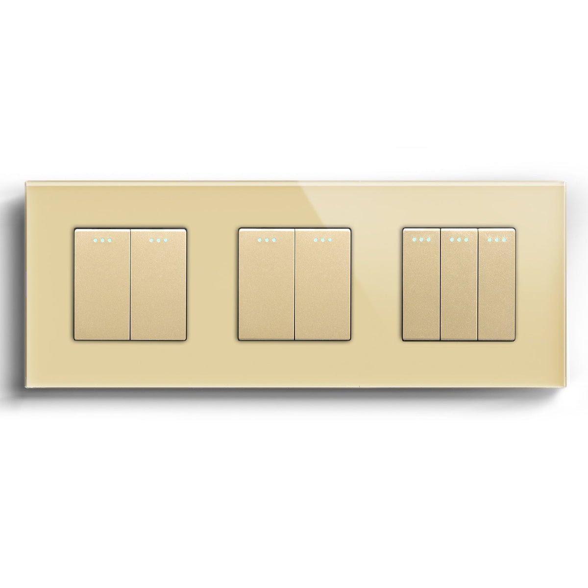 Bseed Mechanical Button Light Switch 1way Switch 228mm Light Switches Bseedswitch Gold 2Gang+2Gang+3Gang