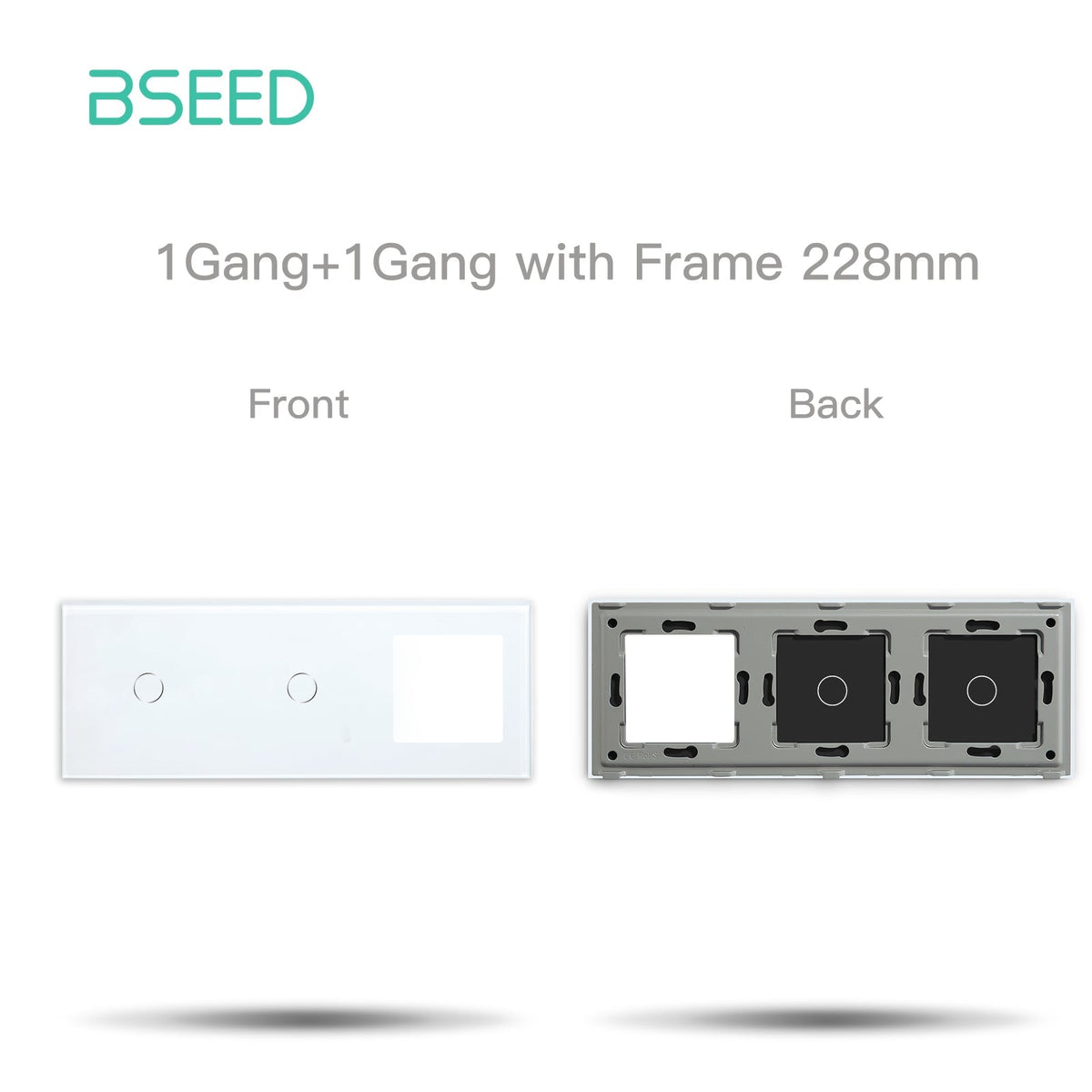 Bseed Panel with Double Frame Crystal Glass 1/2/3 Gang with Slots Bseedswitch White 1Gang + 1Gang+1 slots