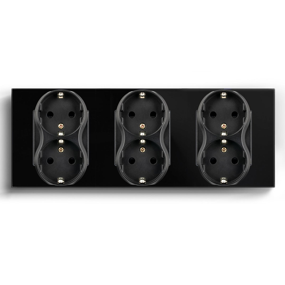 BSEED EU Double Sockets Power Wall Outlet Home Wall Power Sockets Glass Panel Power Outlets & Sockets Bseedswitch Black Triple